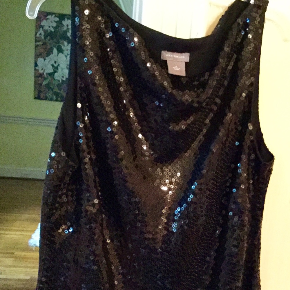 Two for $20 Black sequins evening top Ann Taylor